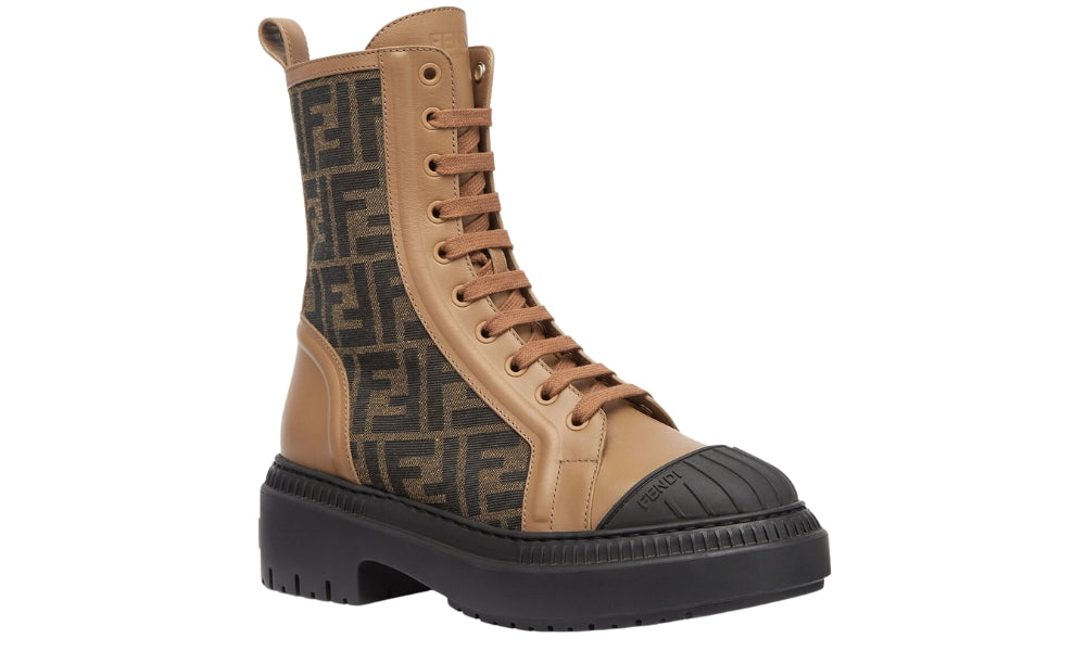 Fendi Wmns FF Motif Domino Biker Boot 'Beige' - ARABIA LUXURY