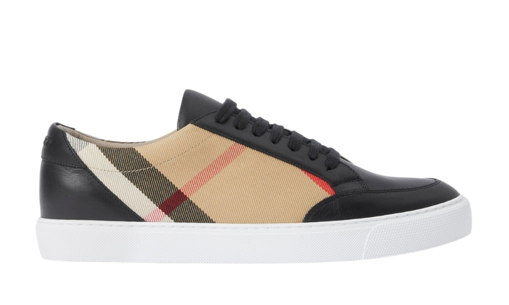 Burberry House Check Cotton and Leather Sneakers 'Black' - ARABIA LUXURY