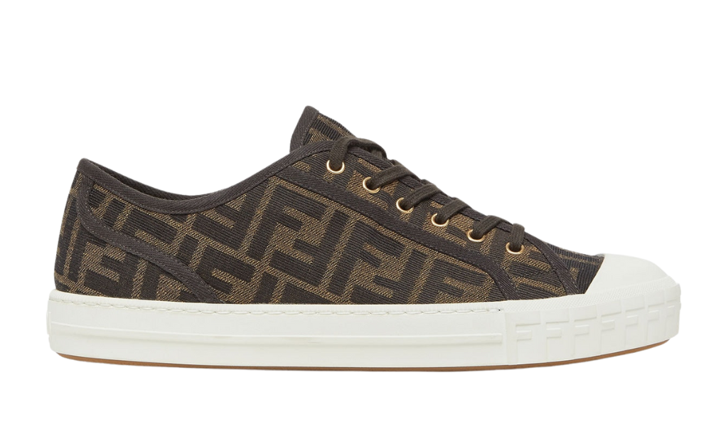 Fendi Domino Brown Fabric low-Tops - ARABIA LUXURY