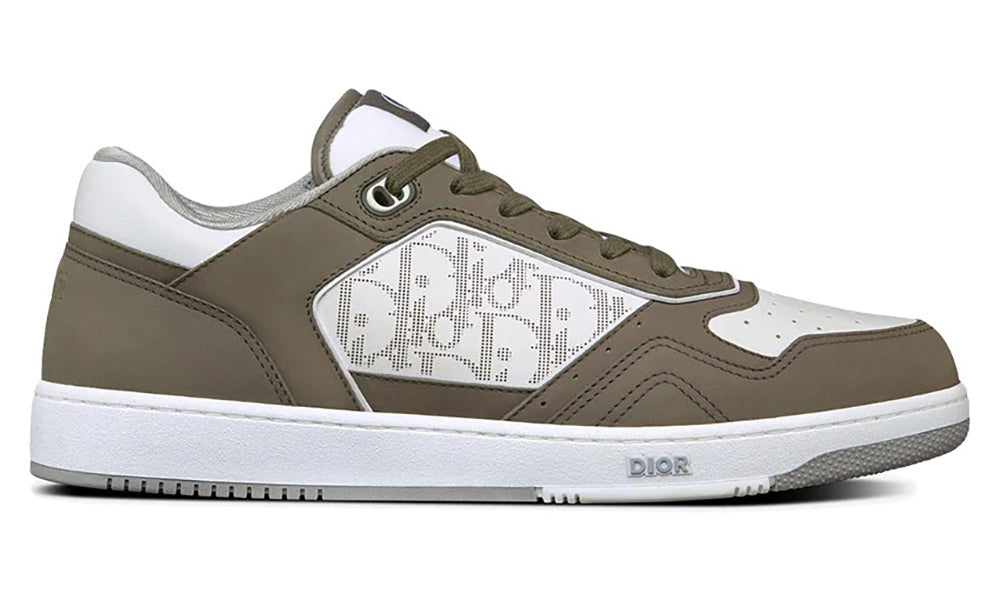 Dior B27 Low Top Sneaker Galaxy Oblique White Olive Nubuck - ARABIA LUXURY