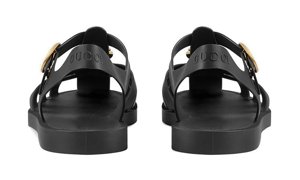 Gucci Rubber Buckle Strap Sandals - Black - ARABIA LUXURT