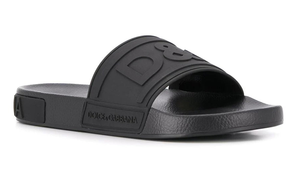 Dolce & Gabbana embossed logo slides - ARABIA LUXURY