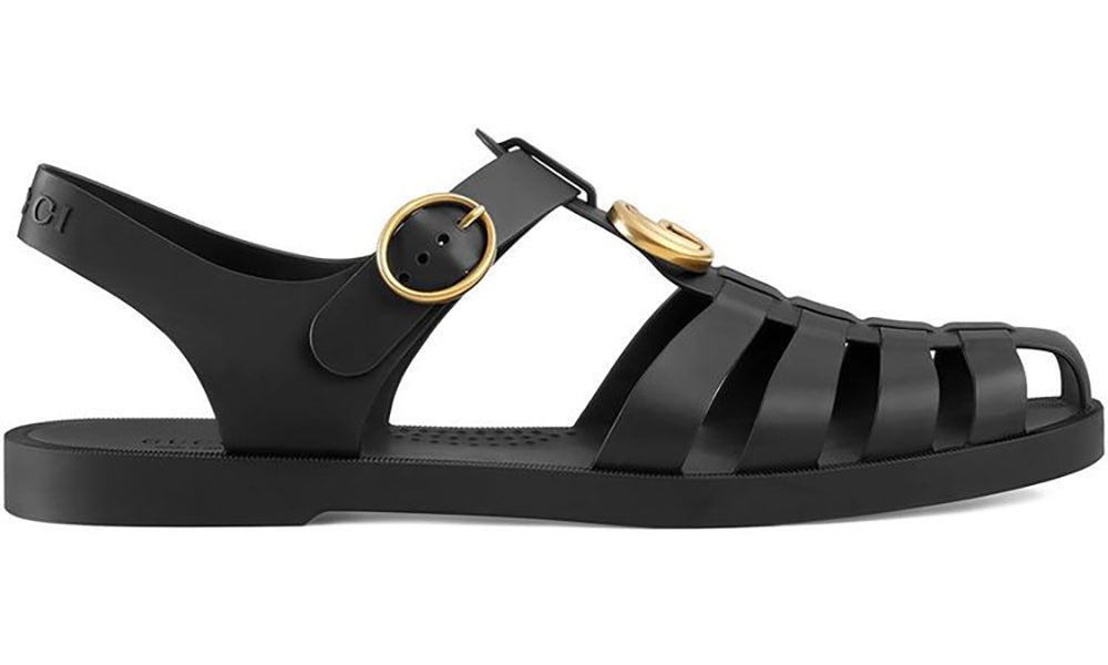 Gucci Rubber Buckle Strap Sandals - Black - ARABIA LUXURT