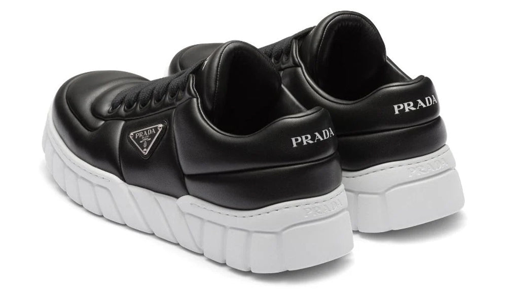 Prada padded leather sneakers 'Black' - ARABIA LUXURY