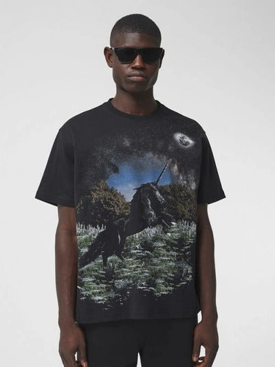 Burberry Meadow Print Cotton Oversized T-shirt In Black