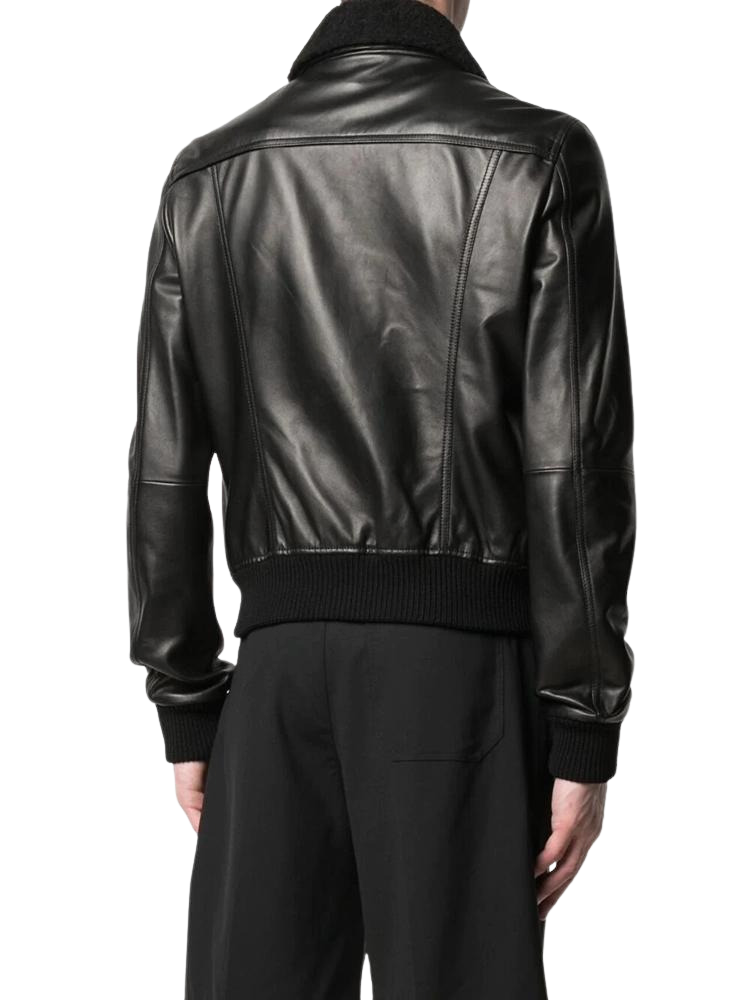 AMIRI Classic-collar Leather Jacket In Black
