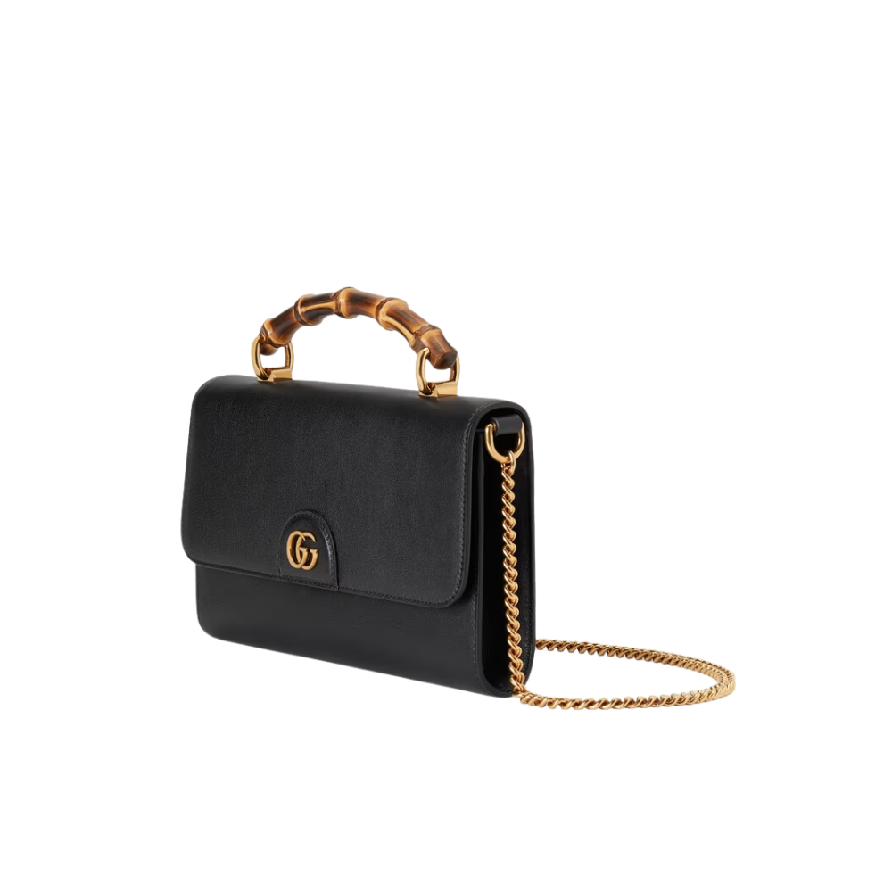 Gucci 675794 GG Small Top Handle Bag With Bamboo Black