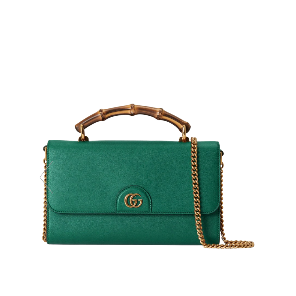 Gucci 675795 GG Large Top Handle Bag With Bamboo Green