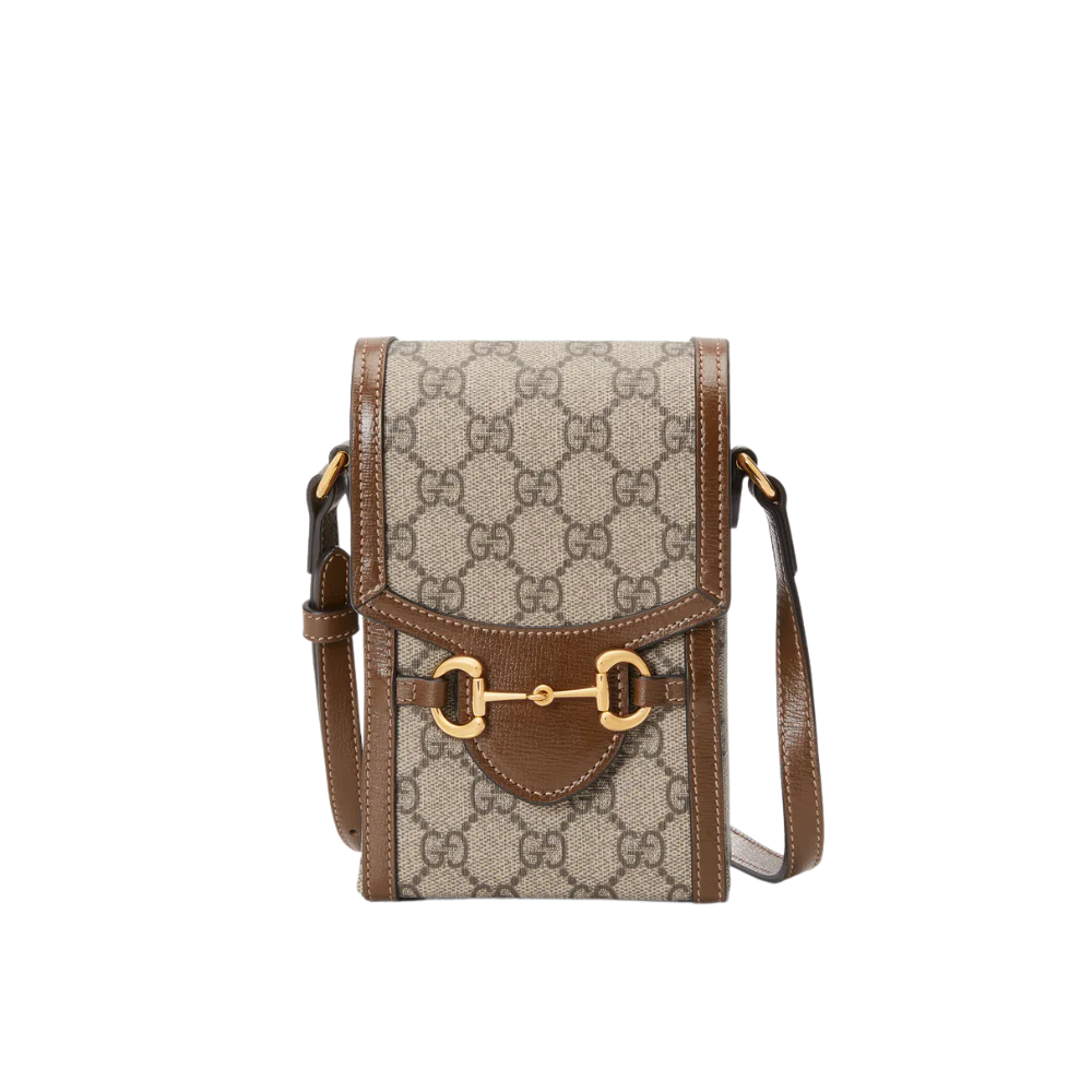 Gucci Bamboo 1947 jumbo GG small top handle bag in camel and ebony canvas