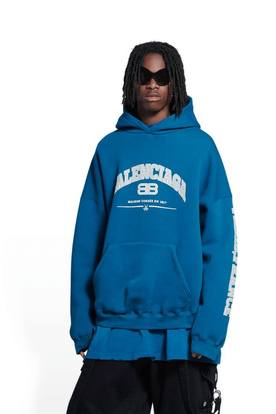 MEN S MAISON BALENCIAGA HOODIE WIDE FIT IN INDIGO ARABIA LUXURY