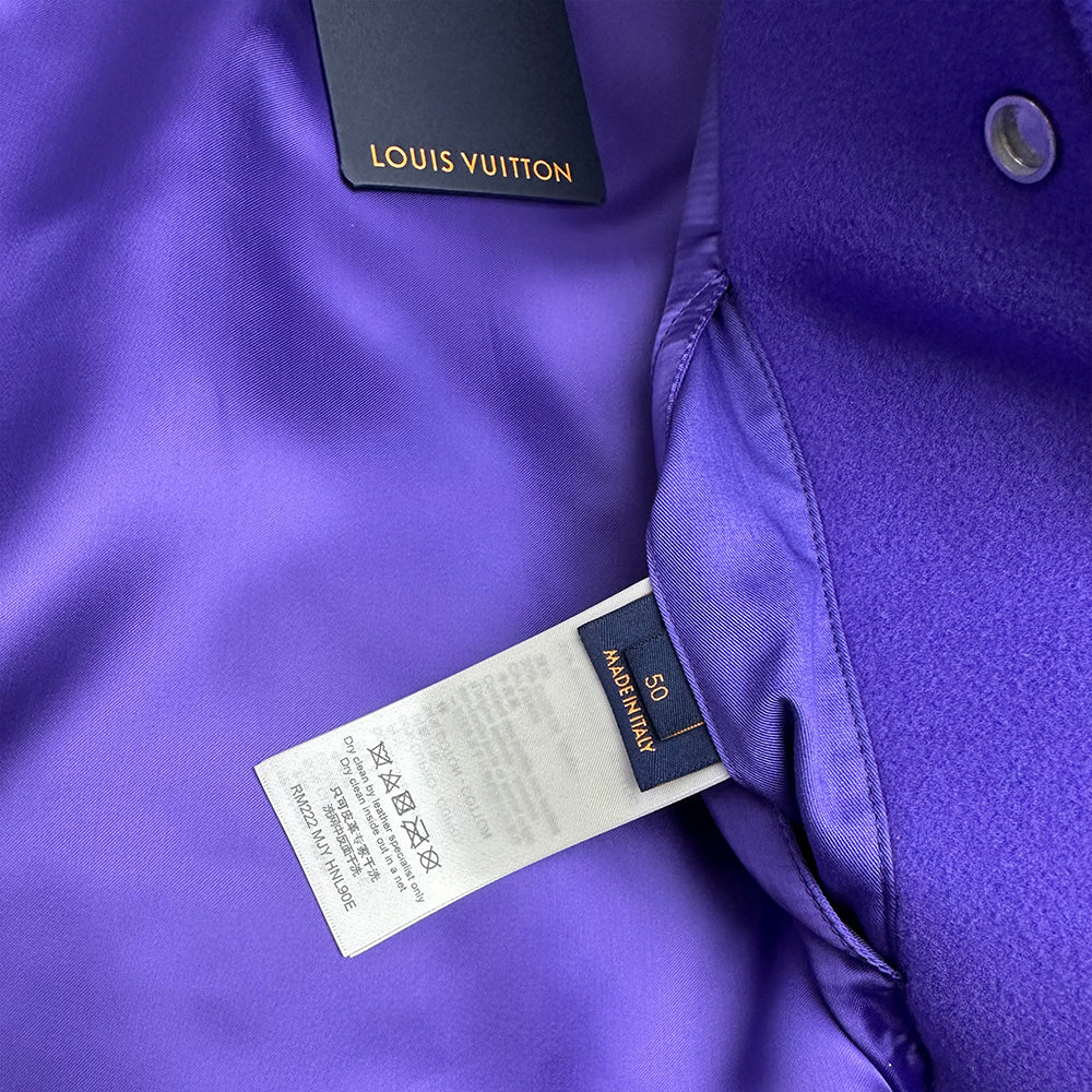 Louis Vuitton Virgil Purple Multi Patch Varsity Runway Jacket Sz