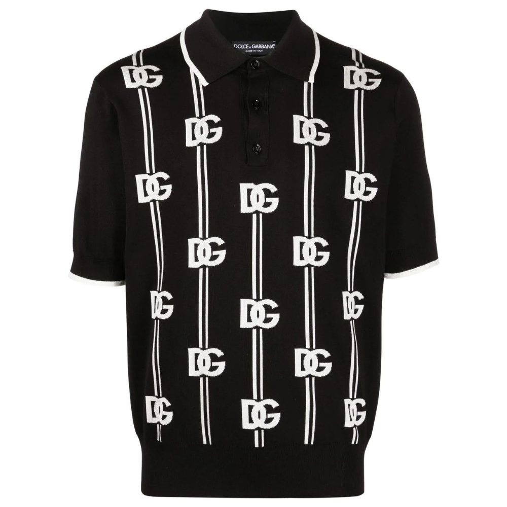 DOLCE & GABBANA Logo-Print Knitted Polo Shirt