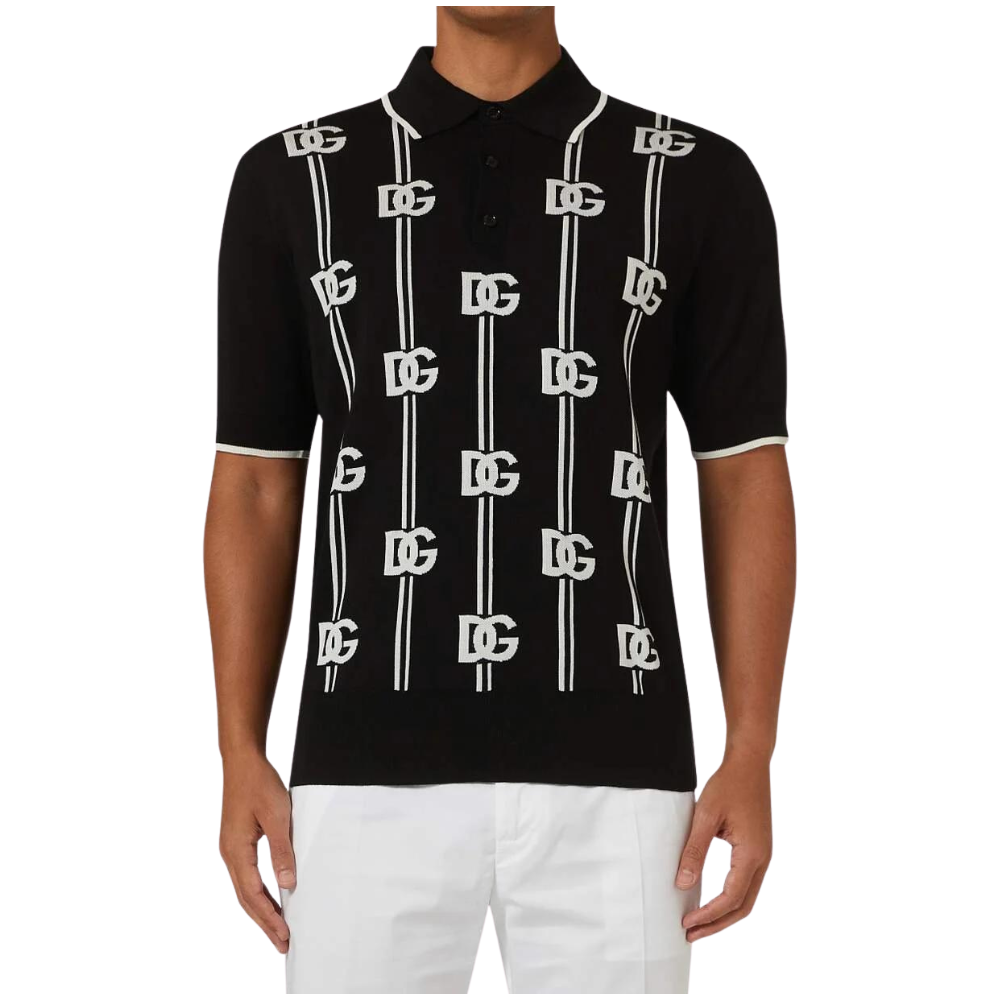 DOLCE & GABBANA Logo-Print Knitted Polo Shirt