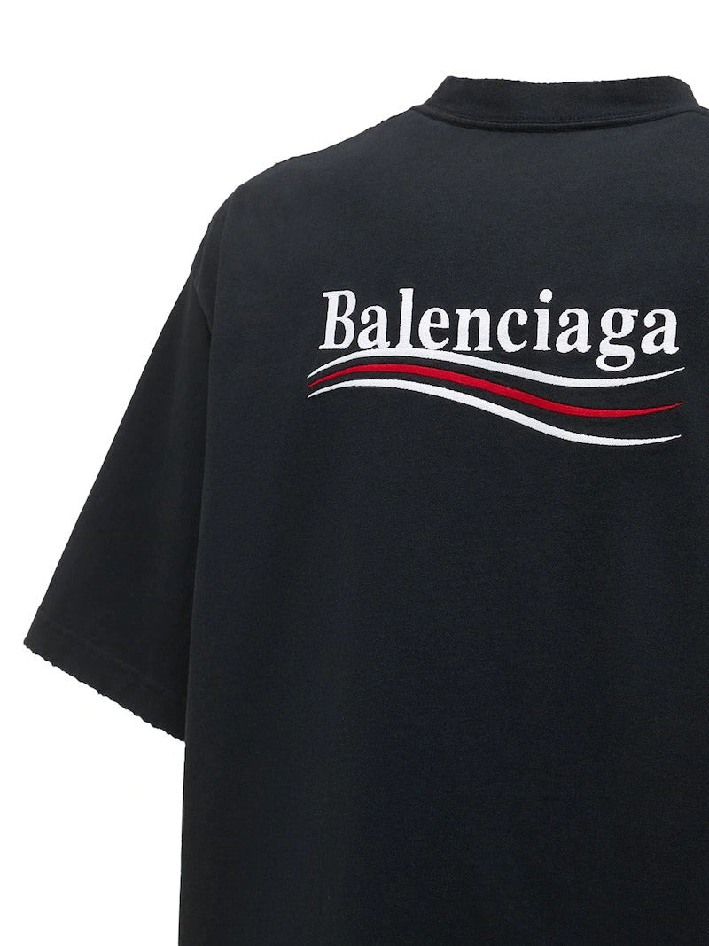 BALENCIAGA Logo Cotton T-shirt - Washed Black
