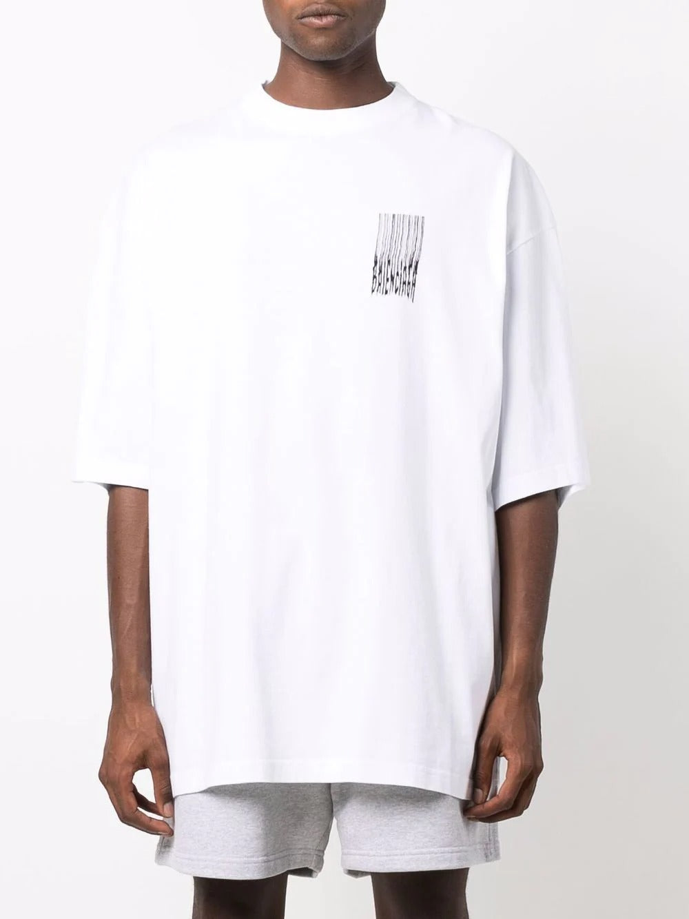 BALENCIAGA White Vintage Jersey Wide Fit Barcode T-Shirt