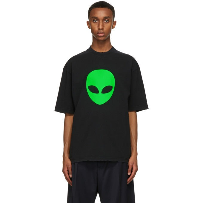BALENCIAGA Alien Vintage Cotton Jersey T-shirt In Black