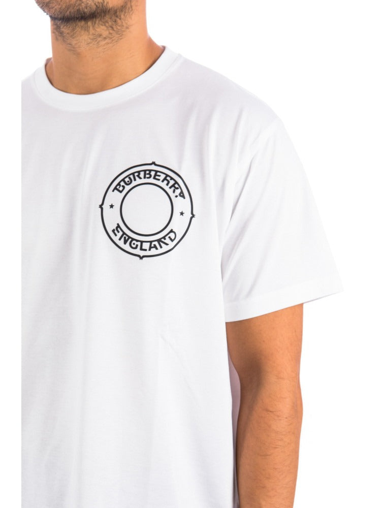 Burberry White Logo Graphic Oversized Cotton T-shirt