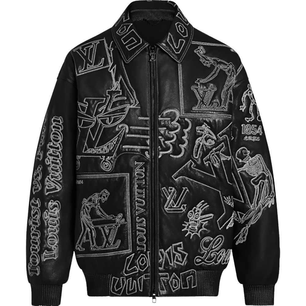 Louis Vuitton Embroidered Leather Bomber BLACK