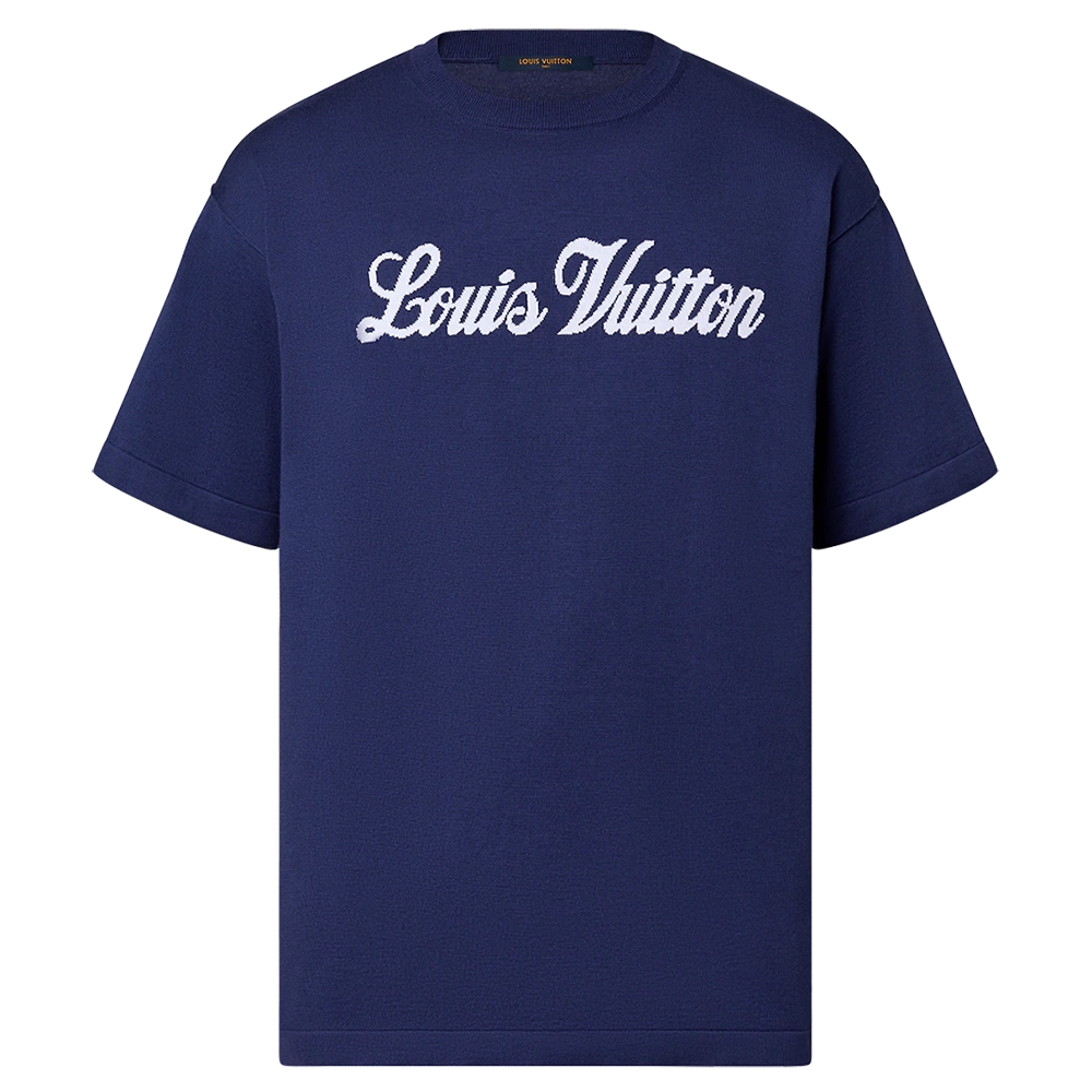 Men's LOUIS VUITTON Logo Solid Color Short Sleeve Black T-Shirt