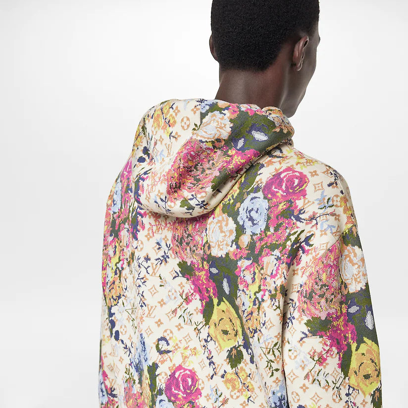 flower graphic jacquard hoodie